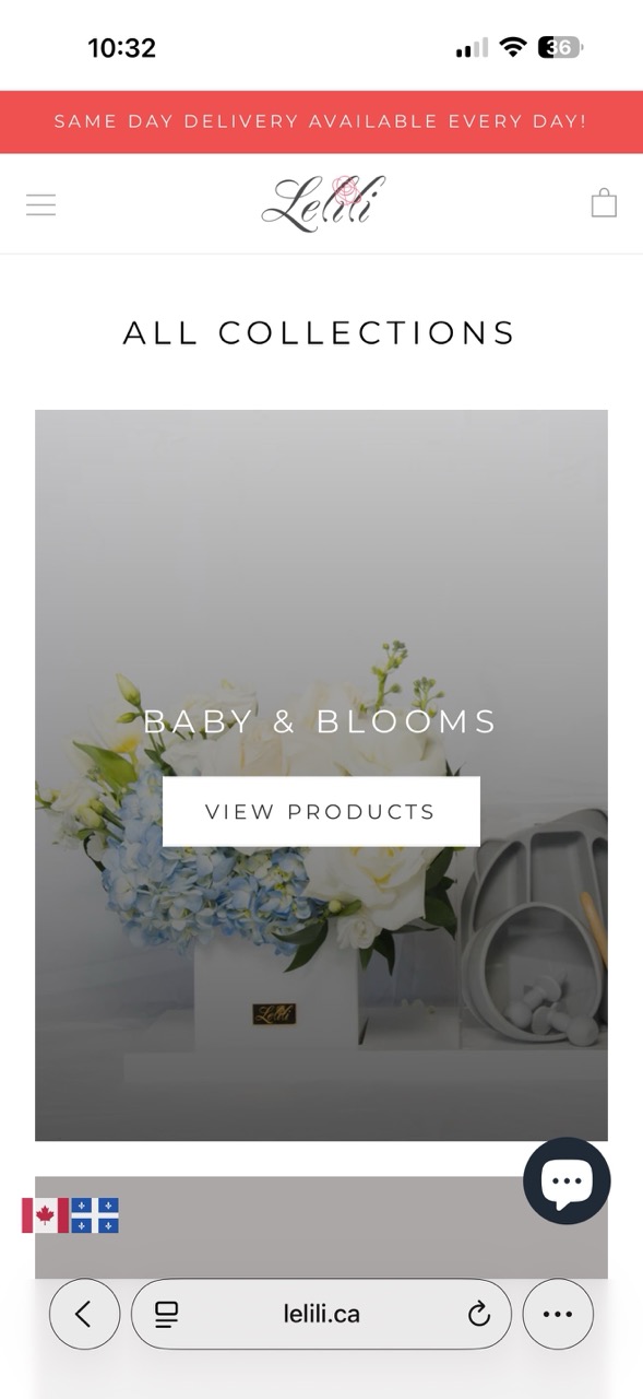 The mobile collections page.